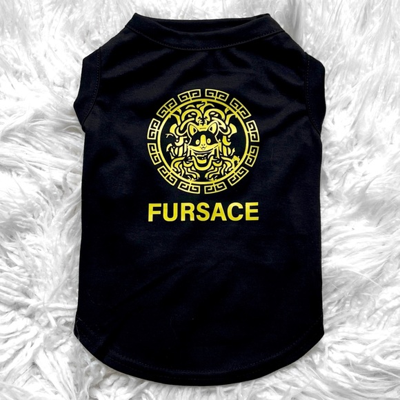 FURSACE Small Dog/ Cat Tee Shirt/ Black and Gold/ Brand New - Picture 4 of 14